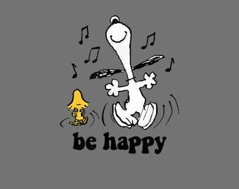 Erdnüsse Snoopy Woodstock Be Happy Dance PNG (Digitaler Download)