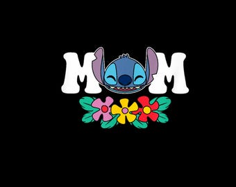 Lilo & Stitch Mom Floral PNG - Von der Insel inspiriertes Muttertagsdesign (Digitaler Download)
