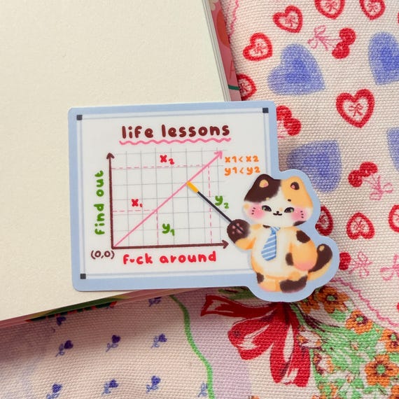 Funny Life Lessons Graph Sticker | Sarcastic Humor Vinyl Decal, Relatable Work Meme Laptop Sticker