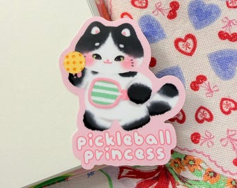 Pickleball Princess Cat Sticker | Vinyl Laptop Journal Water Bottle Decal