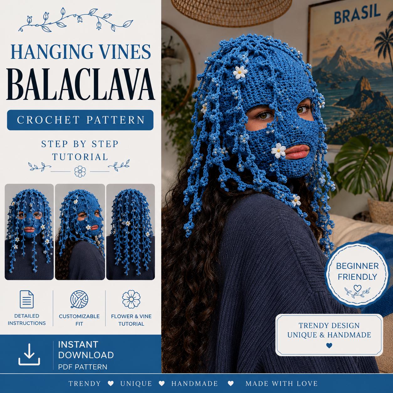 30 Ski Mask Crochet Patterns for Winter Warmth, Costume Play, and Statement Style 9 Hanging Vines Balaclava Crochet Pattern