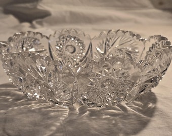 1950's Lead Crystal Bowl "Daisy & Pinwheels" design by Imperial Glass Co.