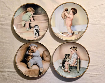 1985 Children and their Best Friends The Puppies, Hamilton Collector Plates (4-Plate Set)