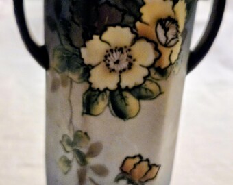 Rare Find! 1920's Nippon Porcelain Moriage Double Handle Vase