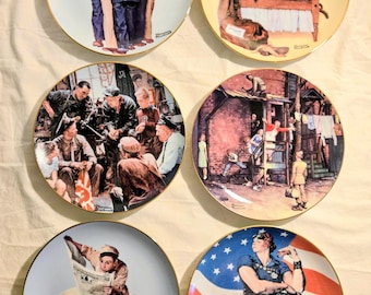 Norman Rockwell's "American Heroes" Patriotic 6 Collector Plate Set!