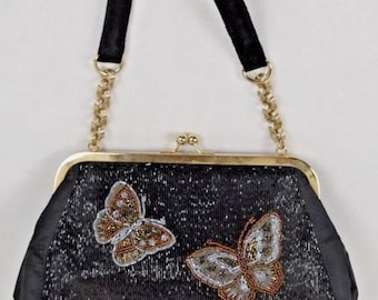 Vintage 1990 Liz Claiborne Beaded Butterflies Purse