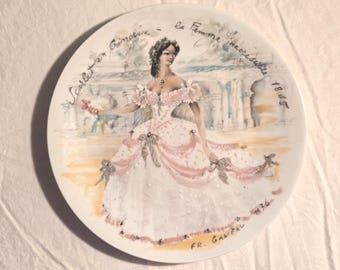 1976 Limoge Porcelain Plate "Scarlet en Crinoline" by Francois Ganeau