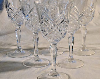 Vintage Cristal D'Arques-Durand Wine Glasses "Masquerade" design, set of 6