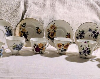 Vintage Bone China, "Set of 6" Teacups & Saucers, Made in England