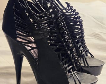 Black Strappy Platform Stilettos -High Heels