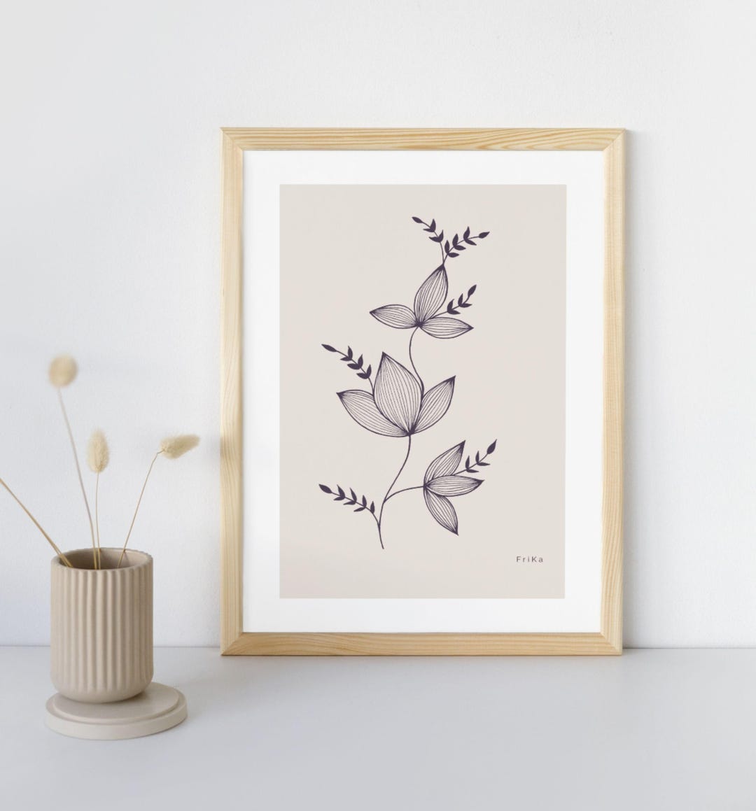 Wildflower Line Art Print | Minimalist Botanical Wall Art | Bedroom ...