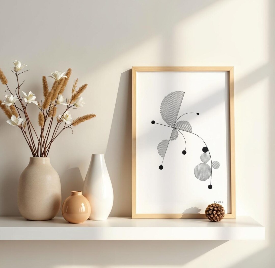 Geometric Wall Art Printable | Scandinavian Line Art | Abstract Black ...