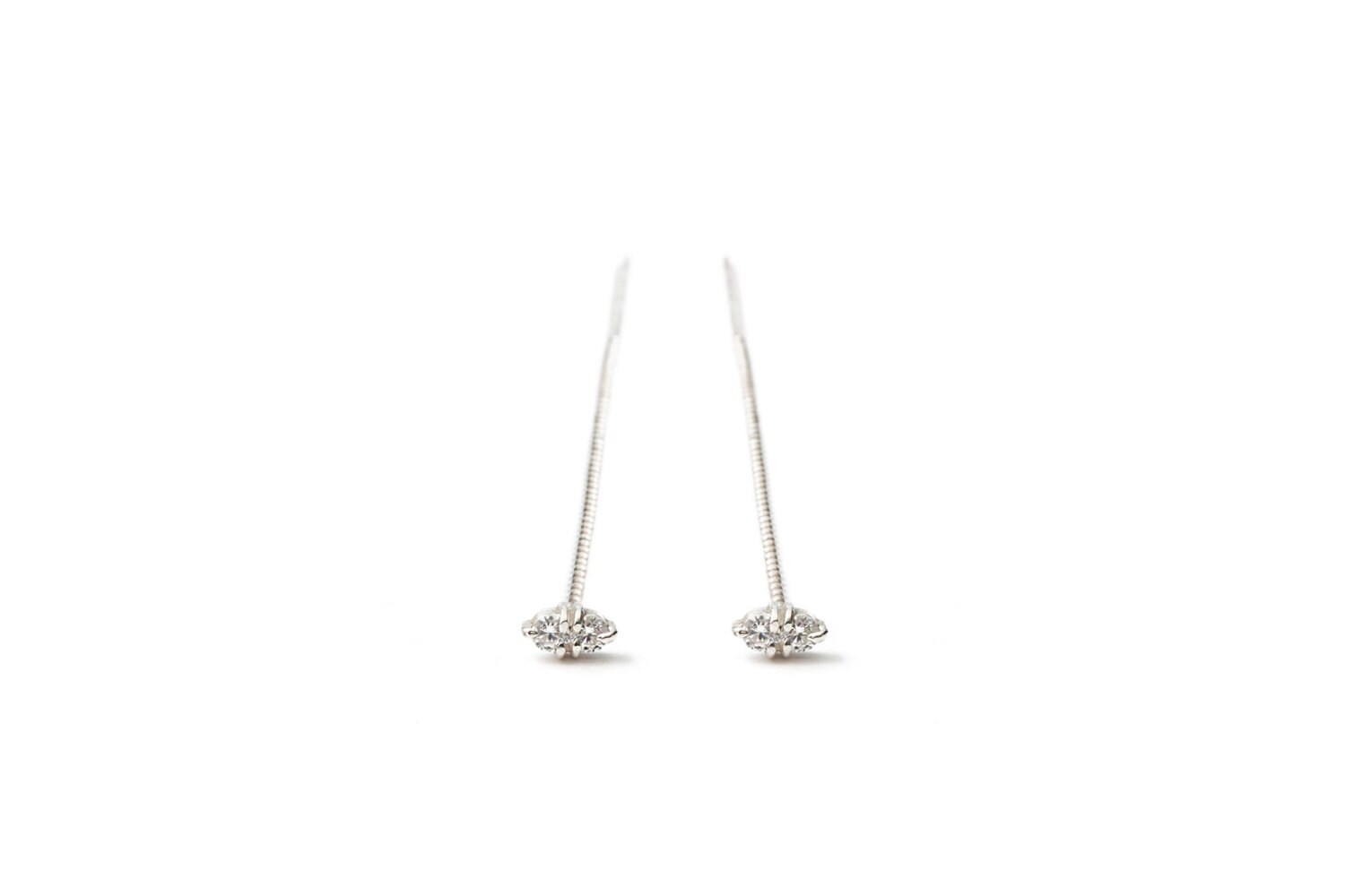Diamond Threader Earrings in 14k Gold Chain Dangle Drop Eco Etsy