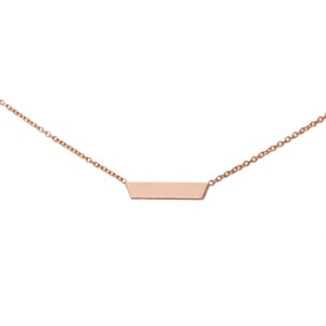 Choker bar monogram rose gold necklace, personalized name plate in 14k rose gold, new mom present, engraved name or birthstone