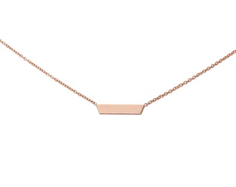 Choker bar monogram rose gold necklace, personalized name plate in 14k rose gold, new mom present, engraved name or birthstone