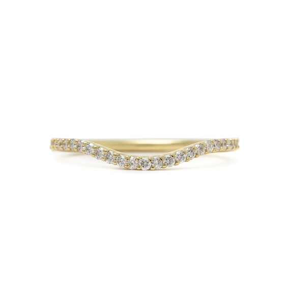 Curved Stackable Hugger Band Wedding Ring Gold and Diamond Etsy