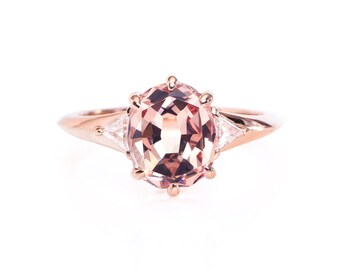 Rose gold diamond engagement ring, 18k 2.2ct. Mahenge Garnet, oval color change stone, modern simple one of a kind, unique ring