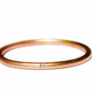 Rose gold simple diamond ring, 14k elegant thin diamond stacking ring. Simple engagement ring or wedding band, gift for her image 2