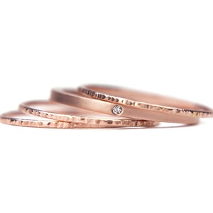 Rose Gold Square Diamond Ring Stacking Set, Eco Friendly 1mm Diamond ...