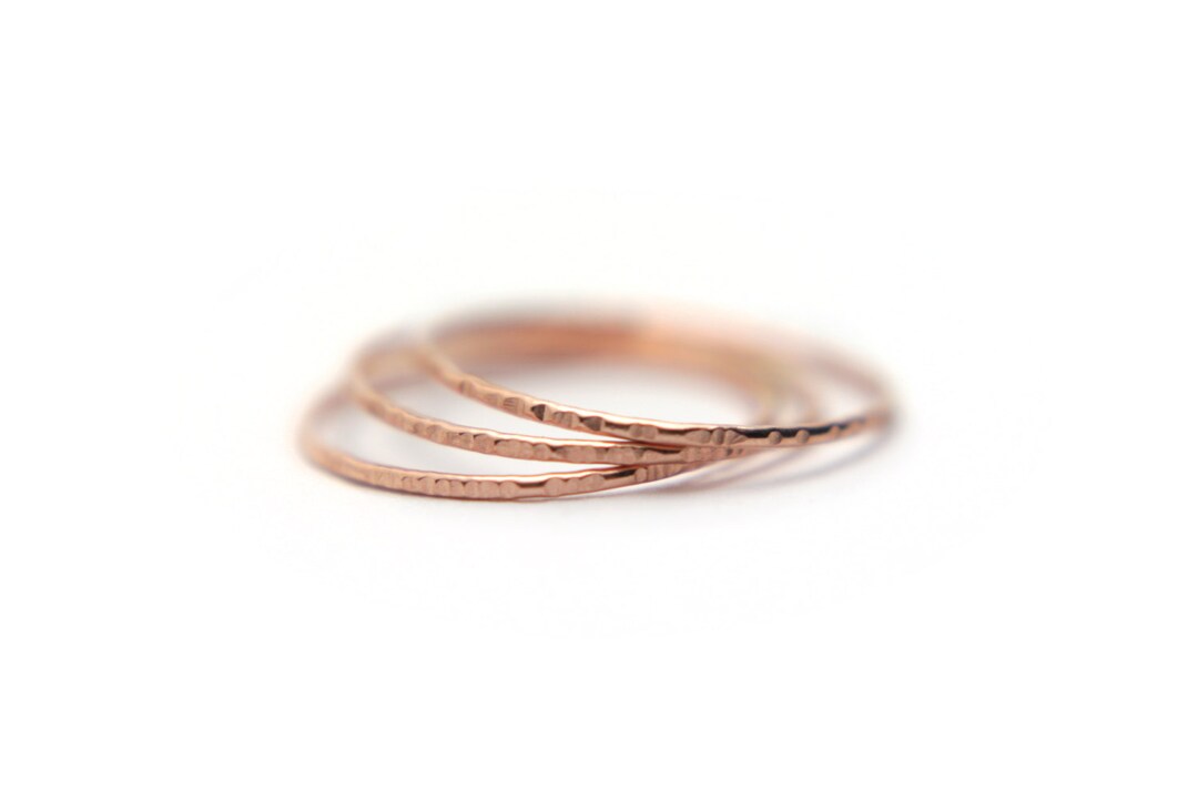 Rose Gold Stacking Rings, Slim, Simple, Thin Set of 3, Regular or Midi ...