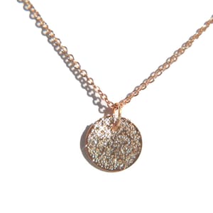 14k rose gold dainty diamond texture necklace. Delicate, simple, tiny rose gold chain pendant necklace, gift for her image 2