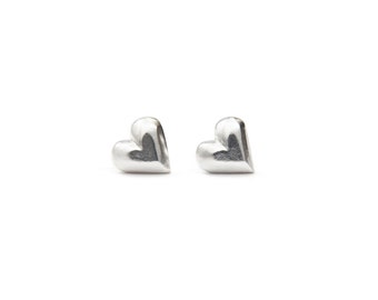 Sterling silver heart studs for charity, simple stud everyday post earrings, birthday, bridesmaid, or Valentines day gift