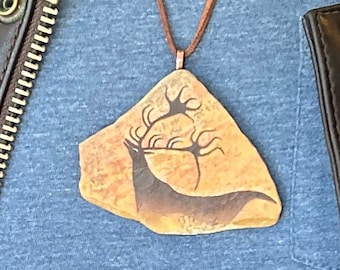 Pendant Lascaux Giant Deer painted on stone