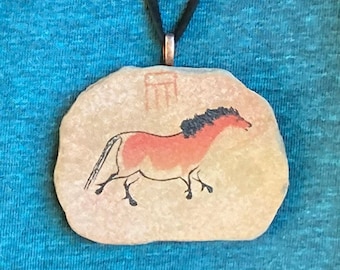 Lascaux Horse pendant painting on stone