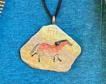 Lascaux Horse pendant painting on stone