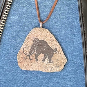 Mammoth Pendant primitive painting on stone