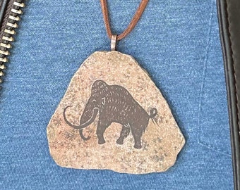 Mammoth Pendant primitive painting on stone