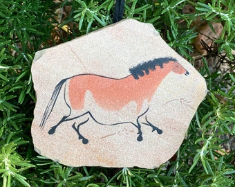Stone Ornament Lascaux Horse cave art hand painted