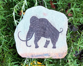 Mammoth Ornament primitive painting on stone