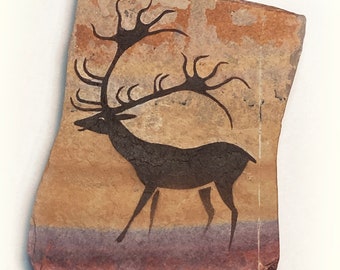 Magnet Lascaux Deer cave art painted on stone