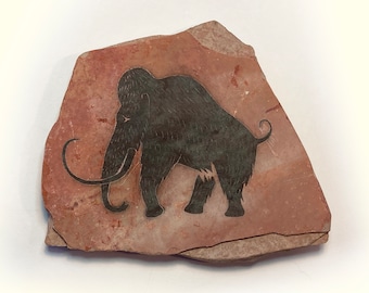 Mammoth Magnet primitive cave art painting on stone