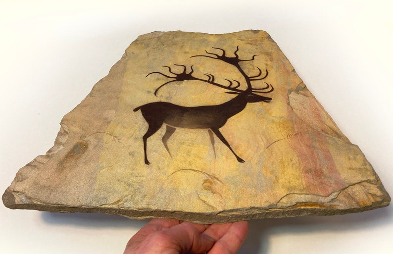 Lascaux Deer cave art painting on stone image 4