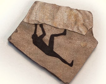 Magnet Rock Climber primitive painting on stone