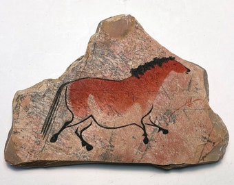 Magnet Lascaux Horse cave art hand painted on stone