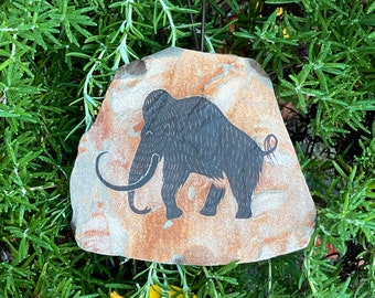 Mammoth Ornament primitive painting on stone