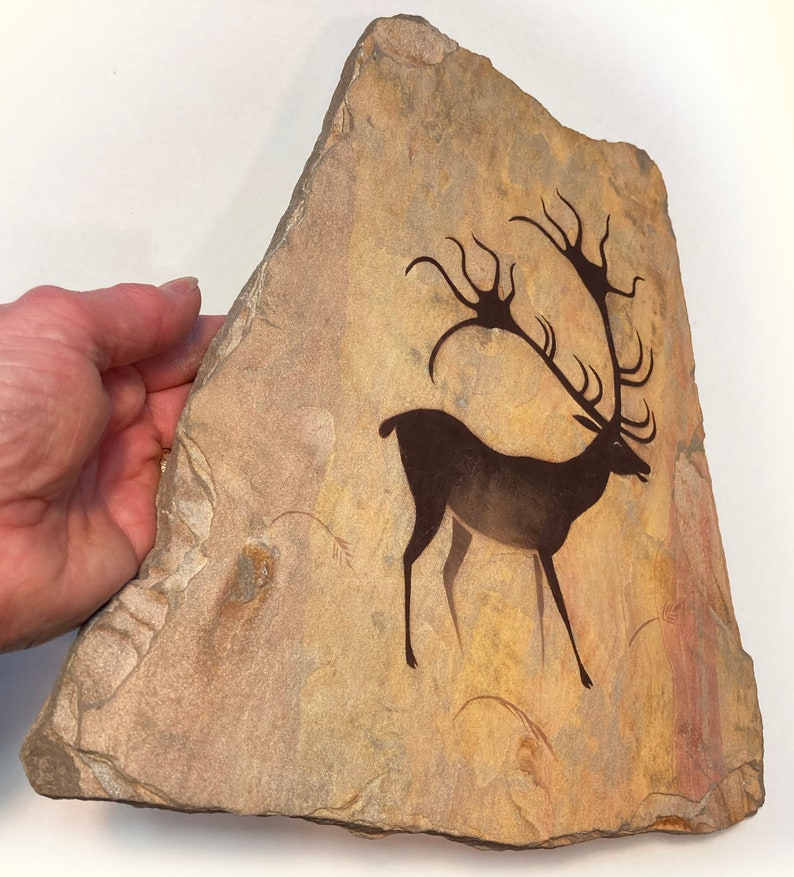 Lascaux Deer cave art painting on stone image 3