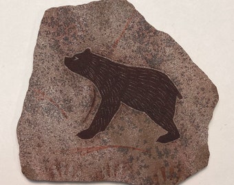 Magnet primitive Bear handpainted on stone