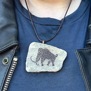Mammoth Pendant primitive painting on stone