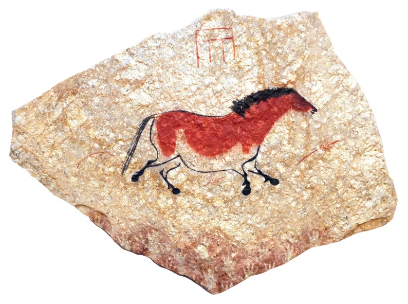 Lascaux Horse cave painting on hanging stone