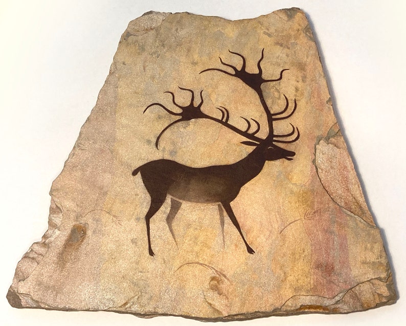 Lascaux Deer cave art painting on stone image 5