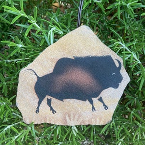 Lascaux Bison Ornament primitive painting on stone