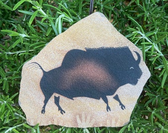 Lascaux Bison Ornament primitive painting on stone