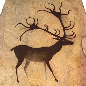 Lascaux Deer cave art painting on stone image 2