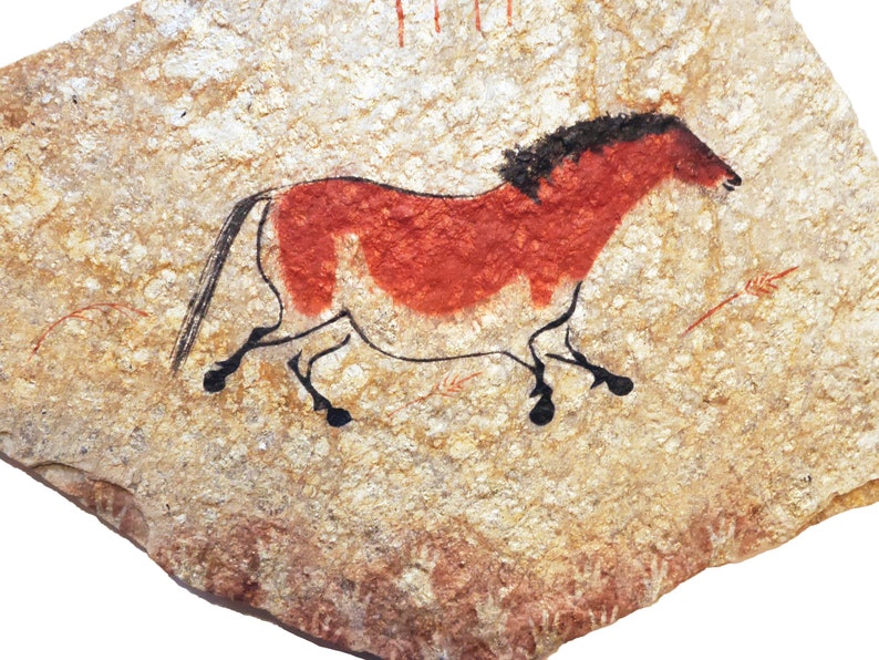 Lascaux Horse cave painting on hanging stone