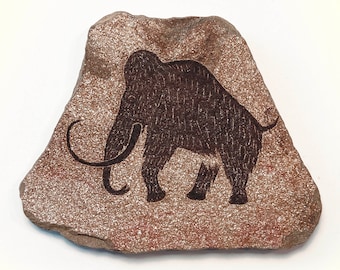 Mammoth Magnet primitive cave art painting on stone