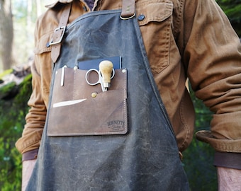 The Apron - Waxed Canvas - Genuine Oil Tanned Leather - Personalization Available